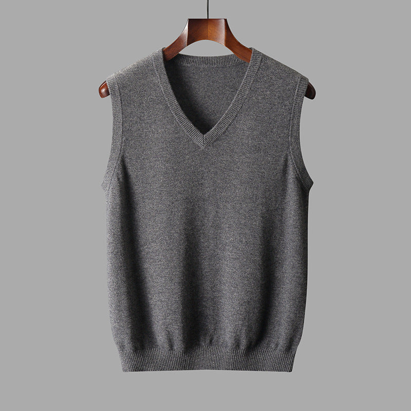 Men's Classic V-Neck Soft Wool Sleeveless Sweater Vest