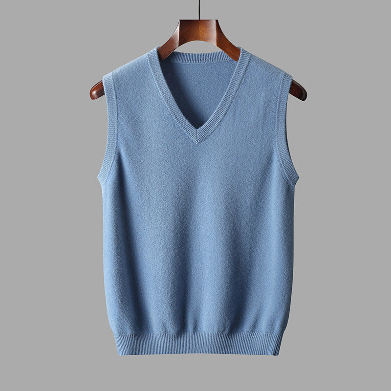 Men's Classic V-Neck Soft Wool Sleeveless Sweater Vest