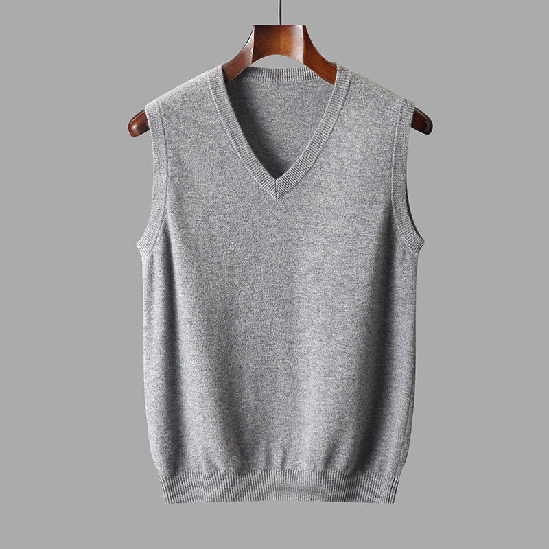 Men's Classic V-Neck Soft Wool Sleeveless Sweater Vest