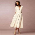 Women's Flowing Deep V-Neck Summer Wedding Midi Dress