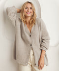 Women's Dropped Shoulder Deep V-Neck Ribbed Knit Cardigan