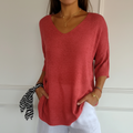 Women's Breathable V-Neck Knit Tee for Daytime