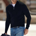 Men's Raised Collar Quarter Zip Lightweight Knit Pullover