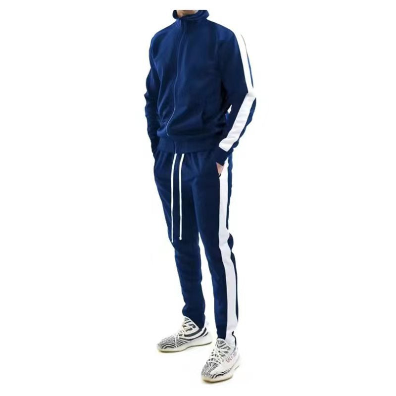 Men's Side Stripe Zip Jacket Pants Sweatsuit