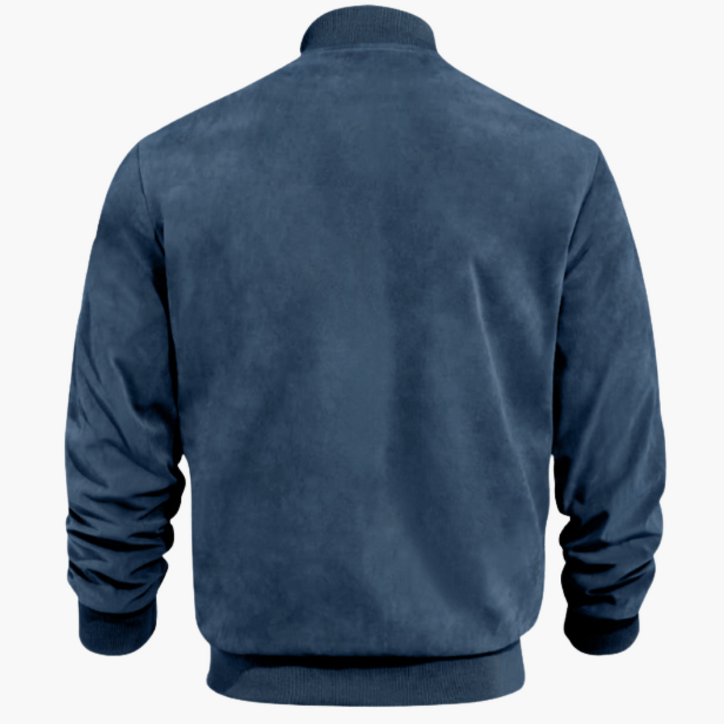 Men's Suede Bomber Coat with Soft Textured Finish