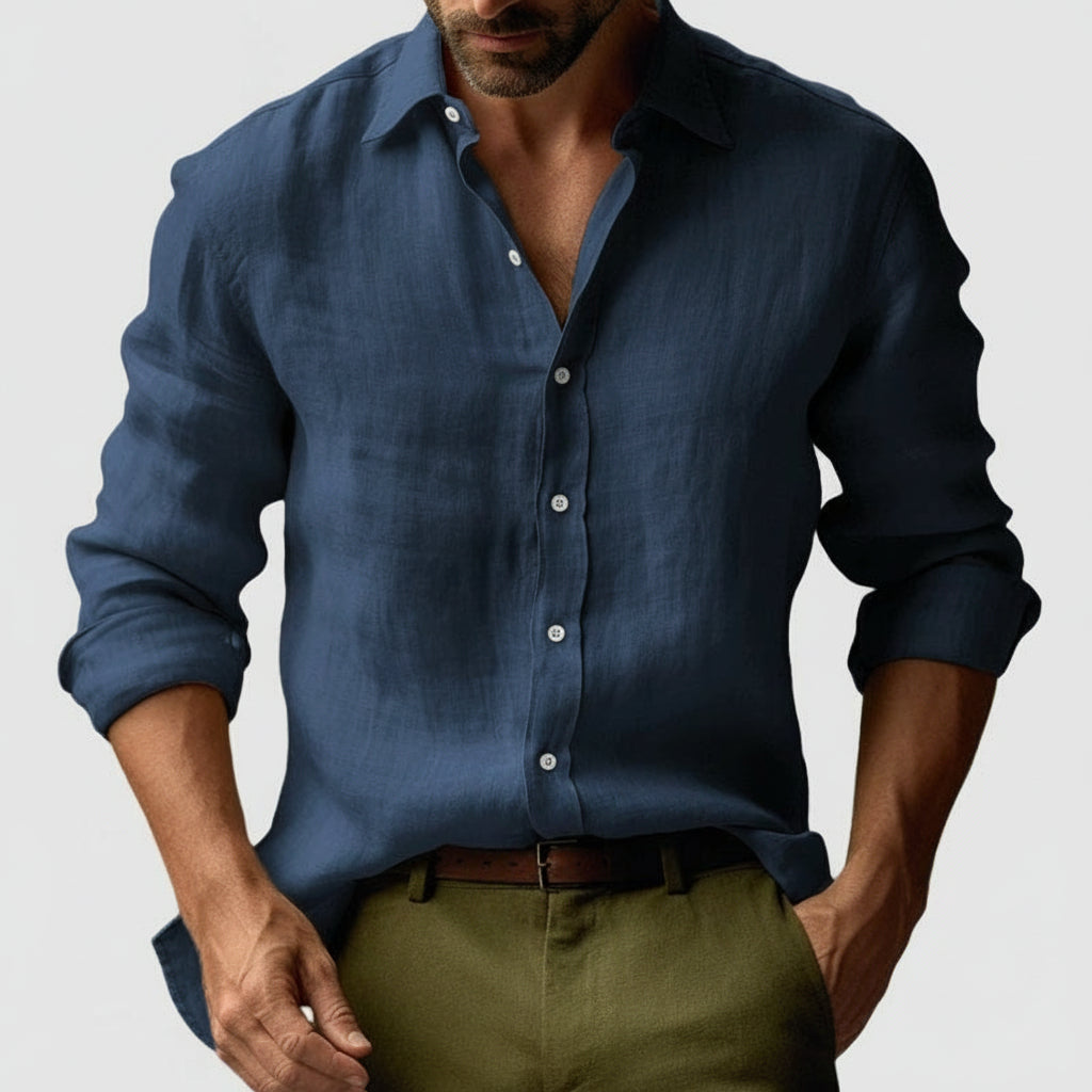 Men's Vintage Inspired Relaxed Long Sleeve Button-Up Shirt