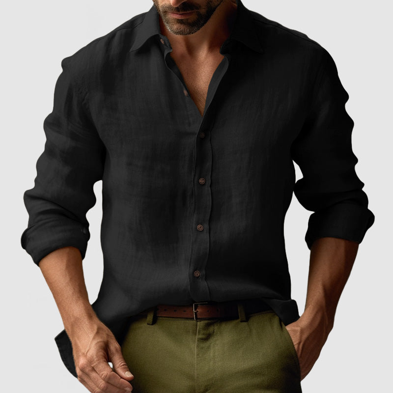 Men's Vintage Inspired Relaxed Long Sleeve Button-Up Shirt