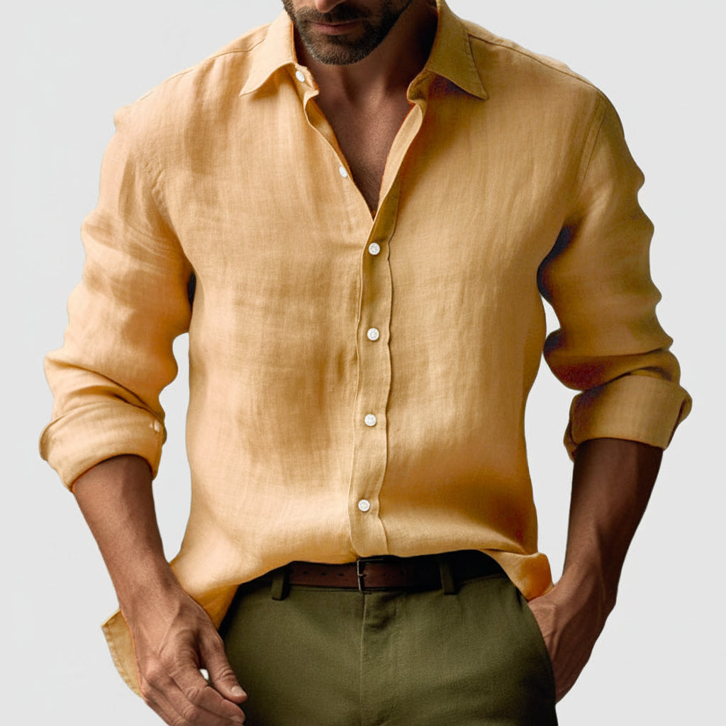 Men's Vintage Inspired Relaxed Long Sleeve Button-Up Shirt