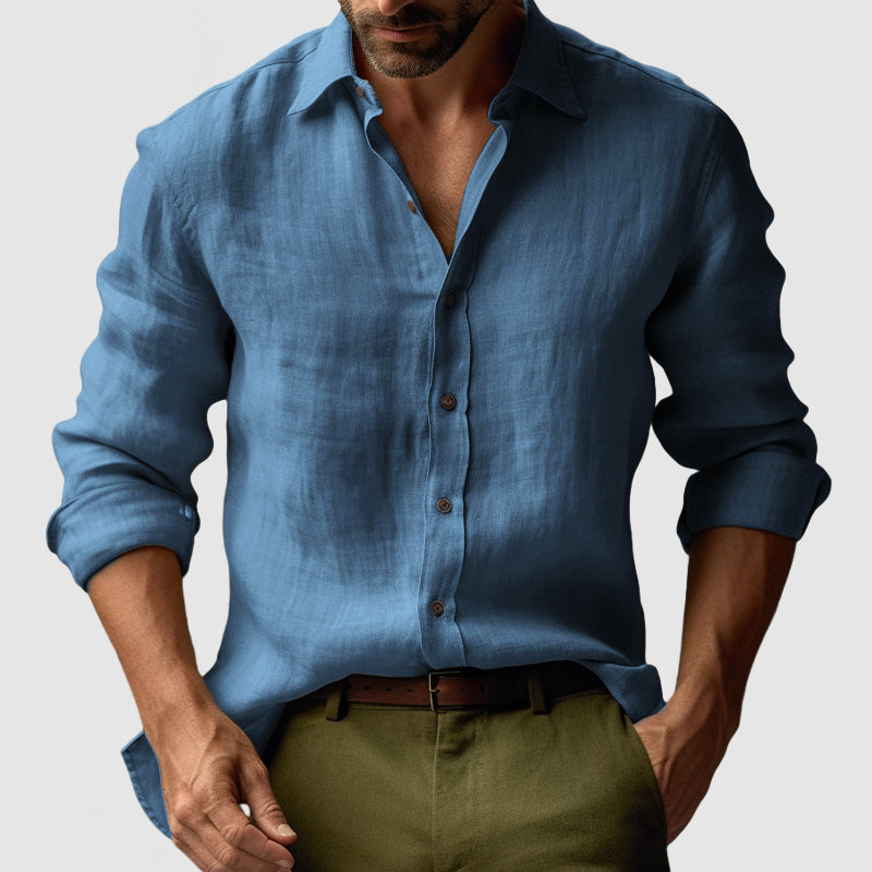 Men's Vintage Inspired Relaxed Long Sleeve Button-Up Shirt