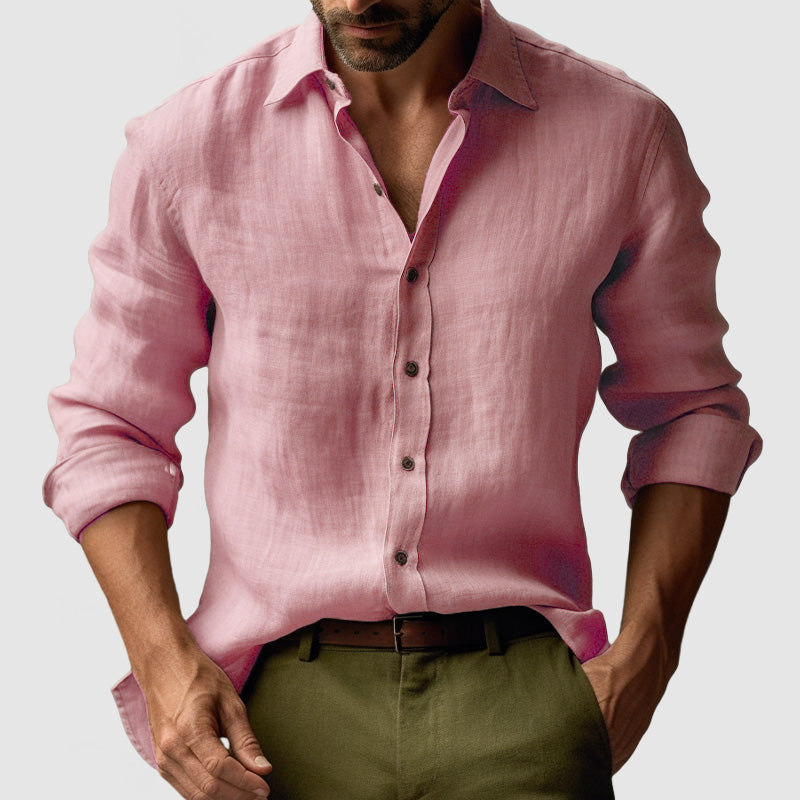 Men's Vintage Inspired Relaxed Long Sleeve Button-Up Shirt