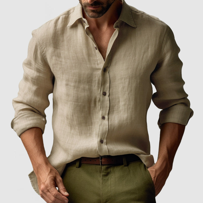 Men's Vintage Inspired Relaxed Long Sleeve Button-Up Shirt