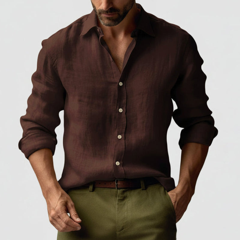 Men's Vintage Inspired Relaxed Long Sleeve Button-Up Shirt