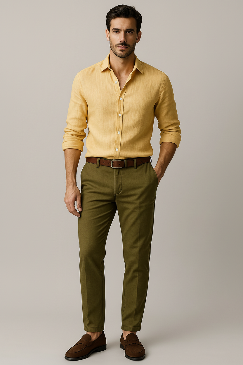 Men's Vintage Inspired Relaxed Long Sleeve Button-Up Shirt