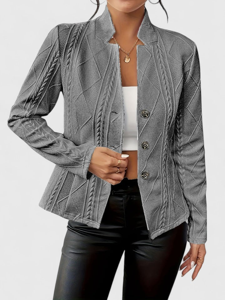 Women's Stand Collar Sculpted Tailored Jacket