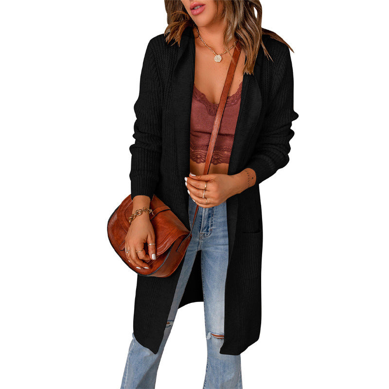Women's Longline Soft Knit Cardigan with Rib Cuffs