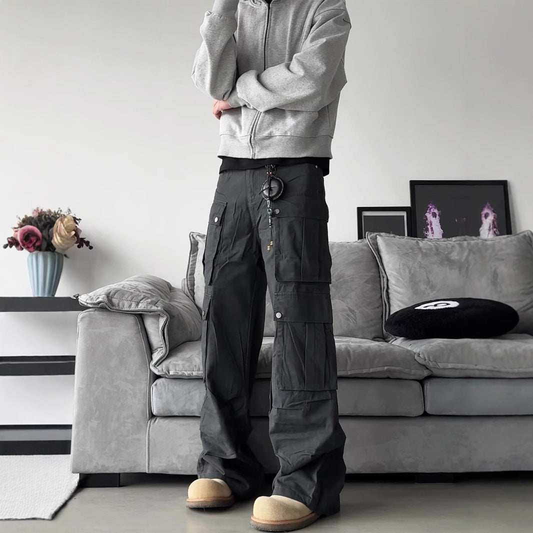Men's Oversized Utility Pocket Loose Wide-Leg Cargo Pants
