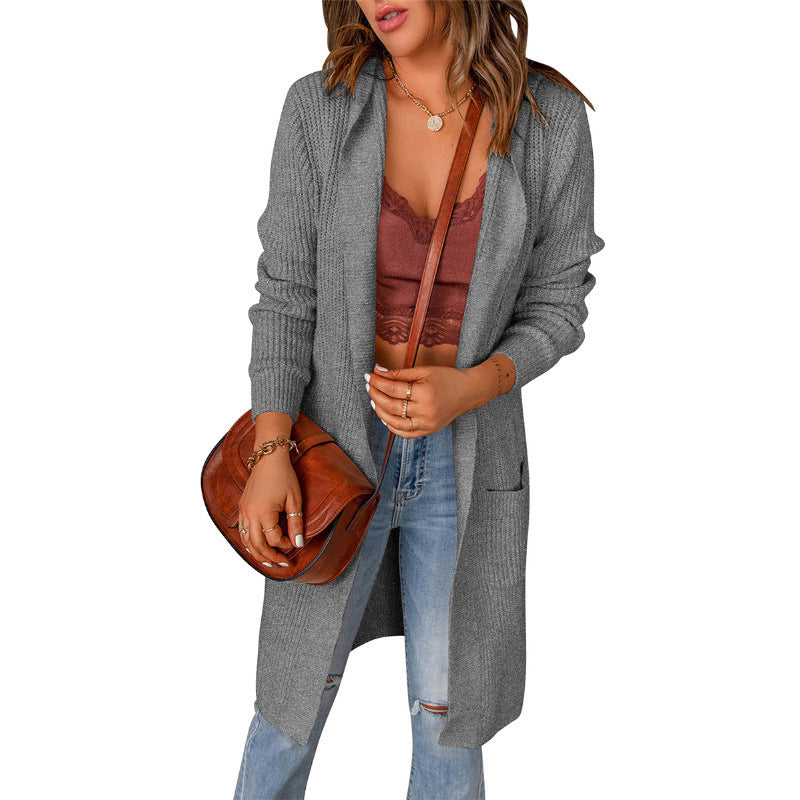 Women's Longline Soft Knit Cardigan with Rib Cuffs