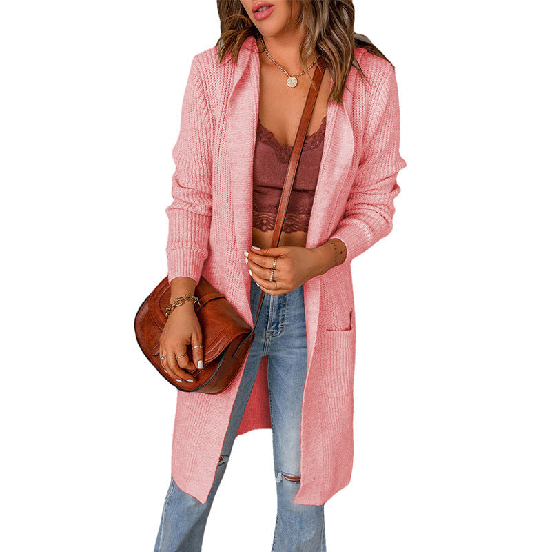 Women's Longline Soft Knit Cardigan with Rib Cuffs
