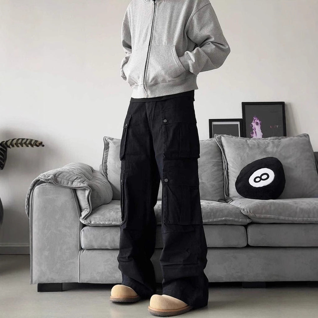 Men's Oversized Utility Pocket Loose Wide-Leg Cargo Pants