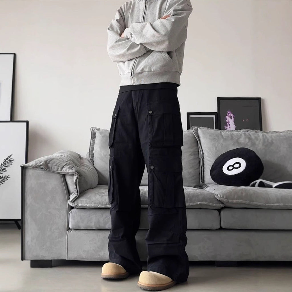 Men's Oversized Utility Pocket Loose Wide-Leg Cargo Pants