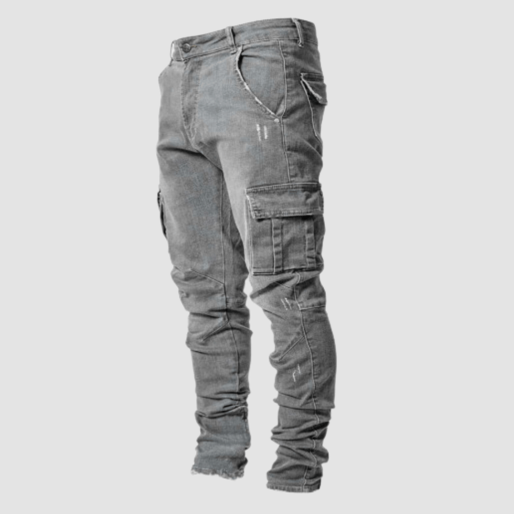 Men's Tapered Fit Cargo Pocket Denim Jeans