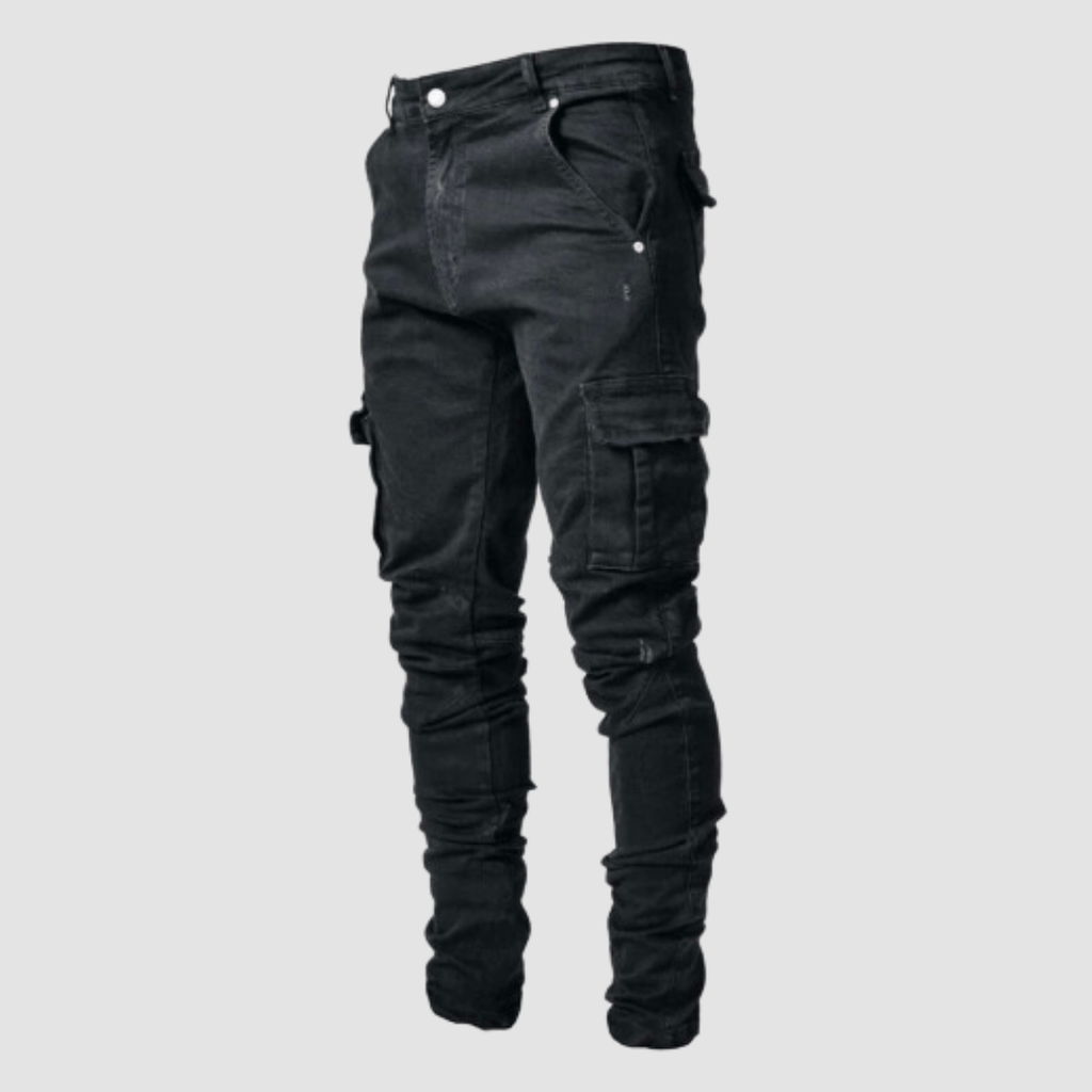 Men's Tapered Fit Cargo Pocket Denim Jeans