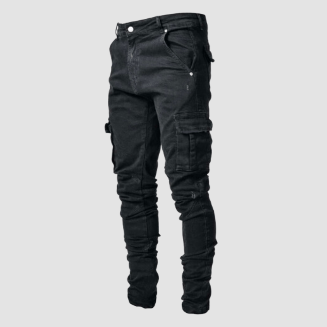 Men's Tapered Fit Cargo Pocket Denim Jeans