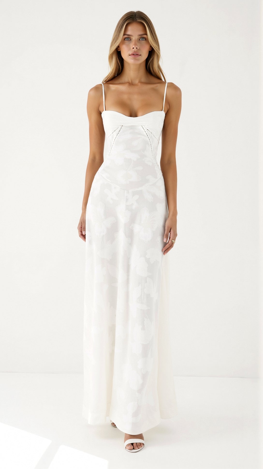 Women's Corset Lace-Up Back A-Line Slip Maxi Dress