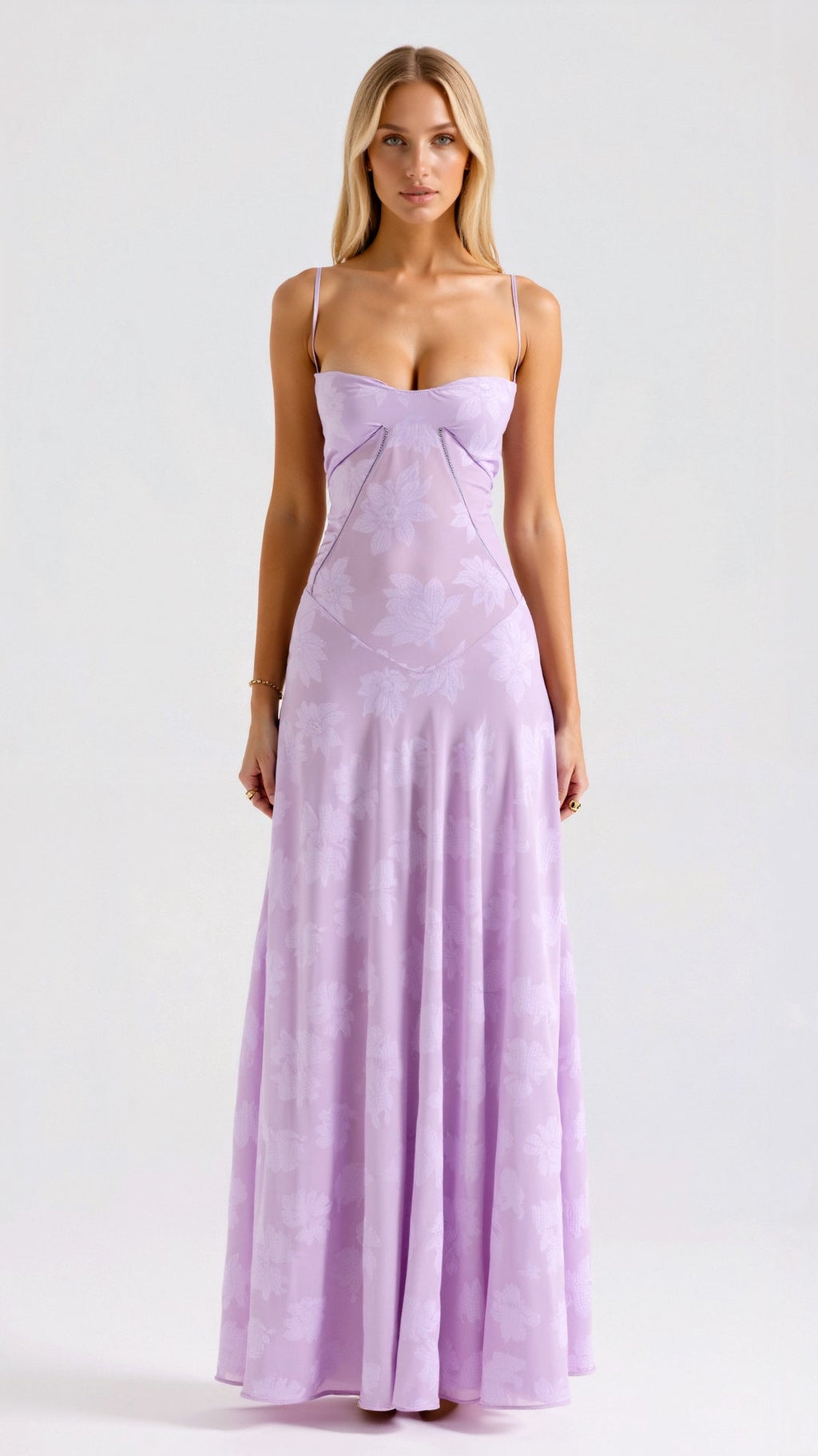 Women's Corset Lace-Up Back A-Line Slip Maxi Dress