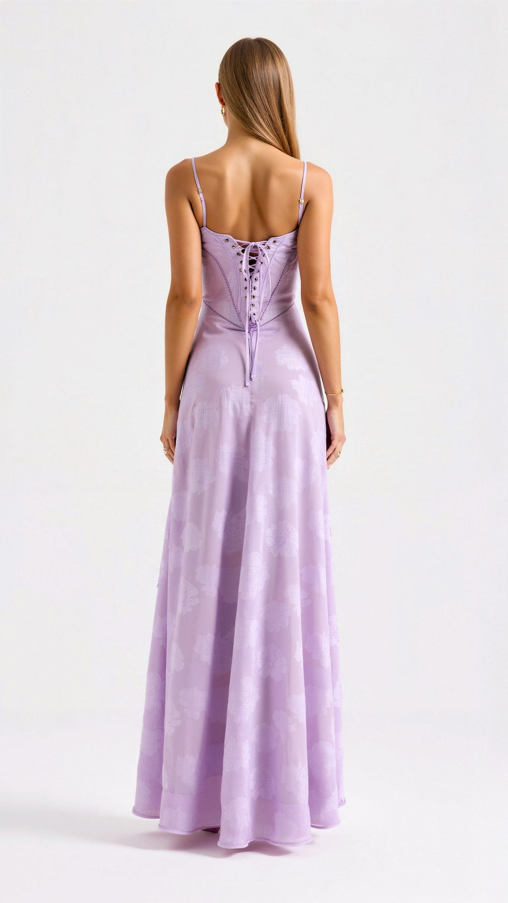 Women's Corset Lace-Up Back A-Line Slip Maxi Dress