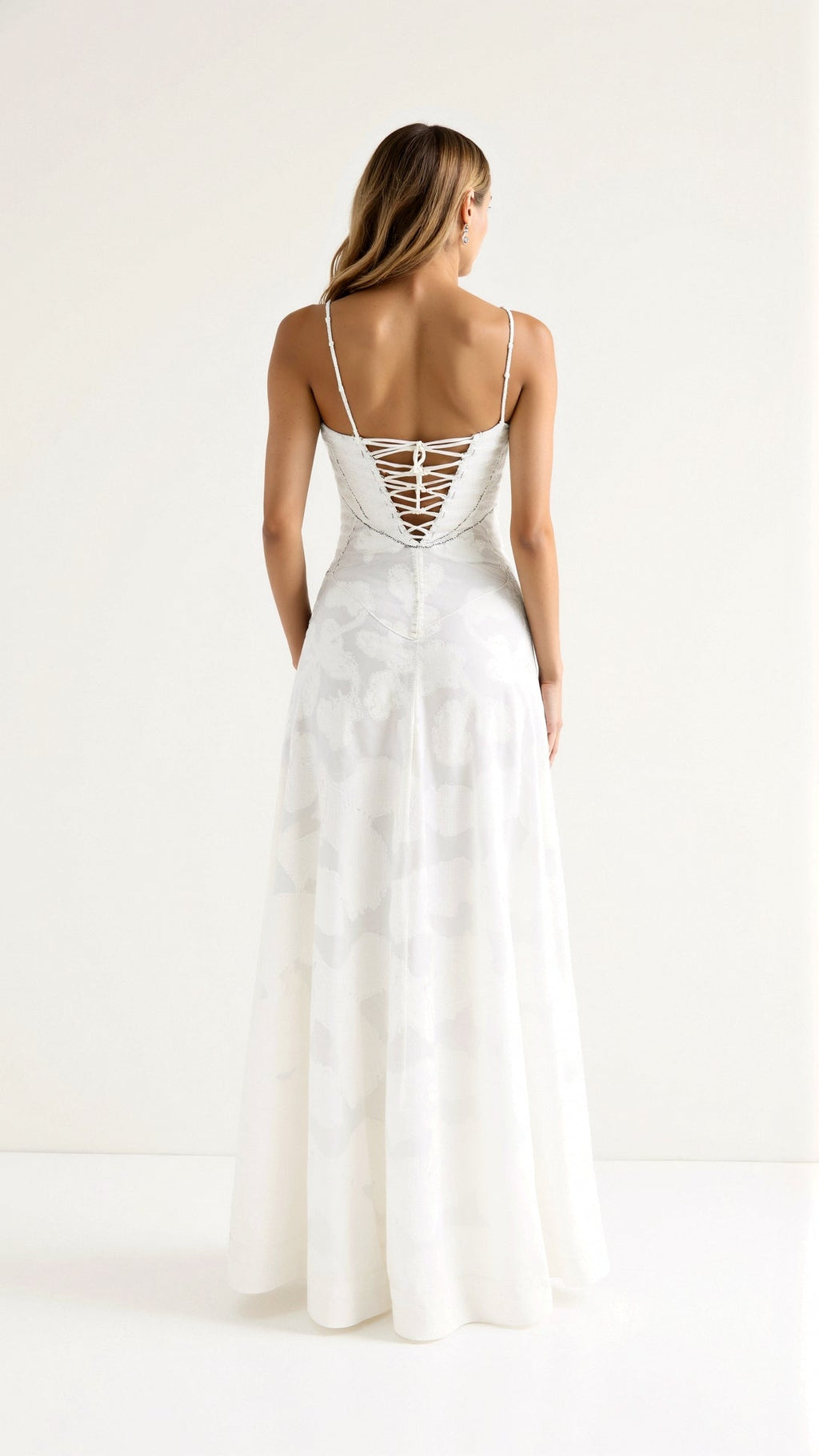 Women's Corset Lace-Up Back A-Line Slip Maxi Dress
