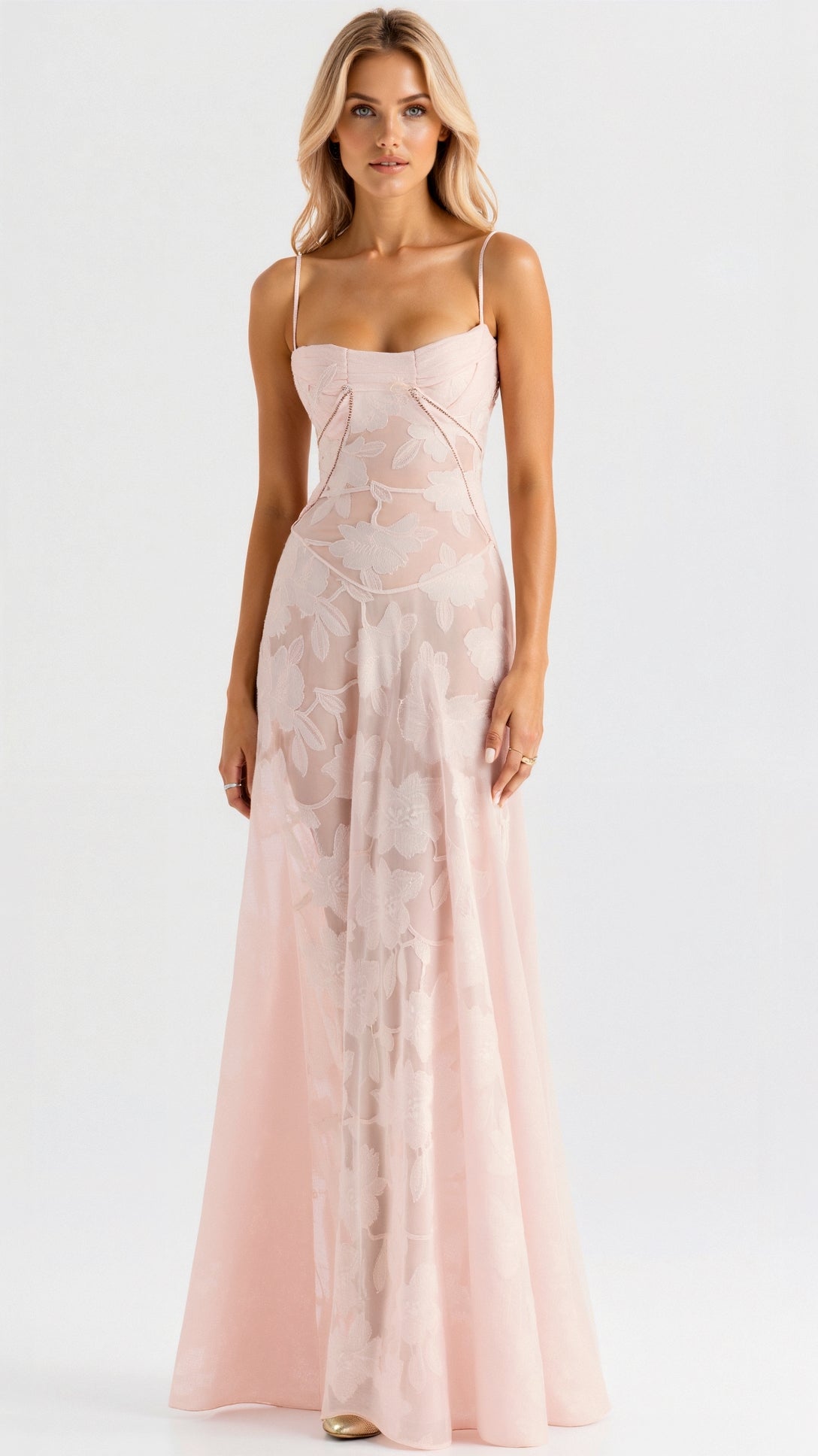 Women's Corset Lace-Up Back A-Line Slip Maxi Dress
