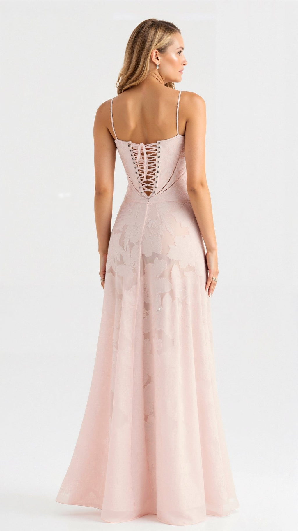 Women's Corset Lace-Up Back A-Line Slip Maxi Dress