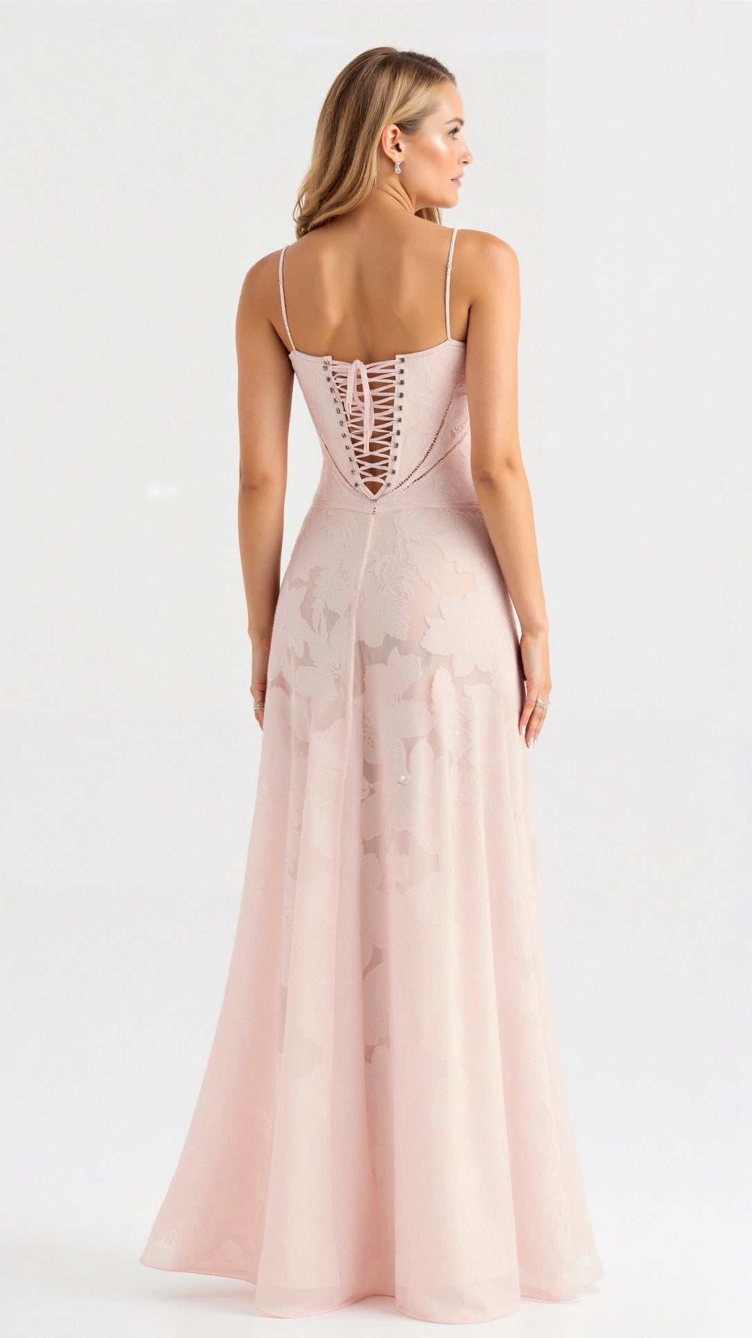 Women's Corset Lace-Up Back A-Line Slip Maxi Dress
