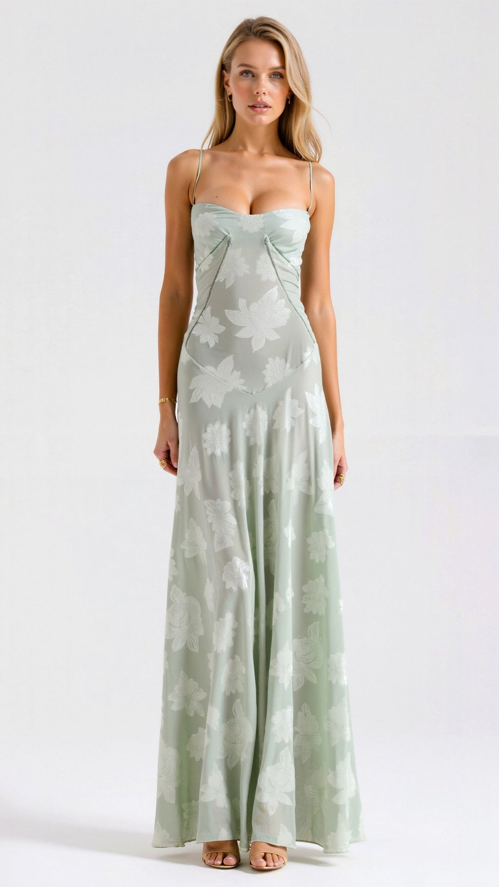 Women's Corset Lace-Up Back A-Line Slip Maxi Dress