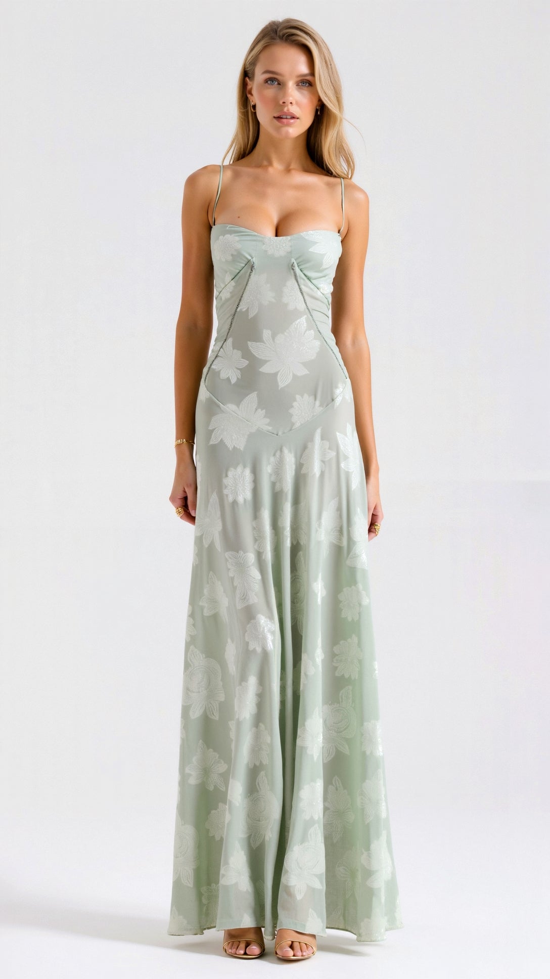 Women's Corset Lace-Up Back A-Line Slip Maxi Dress