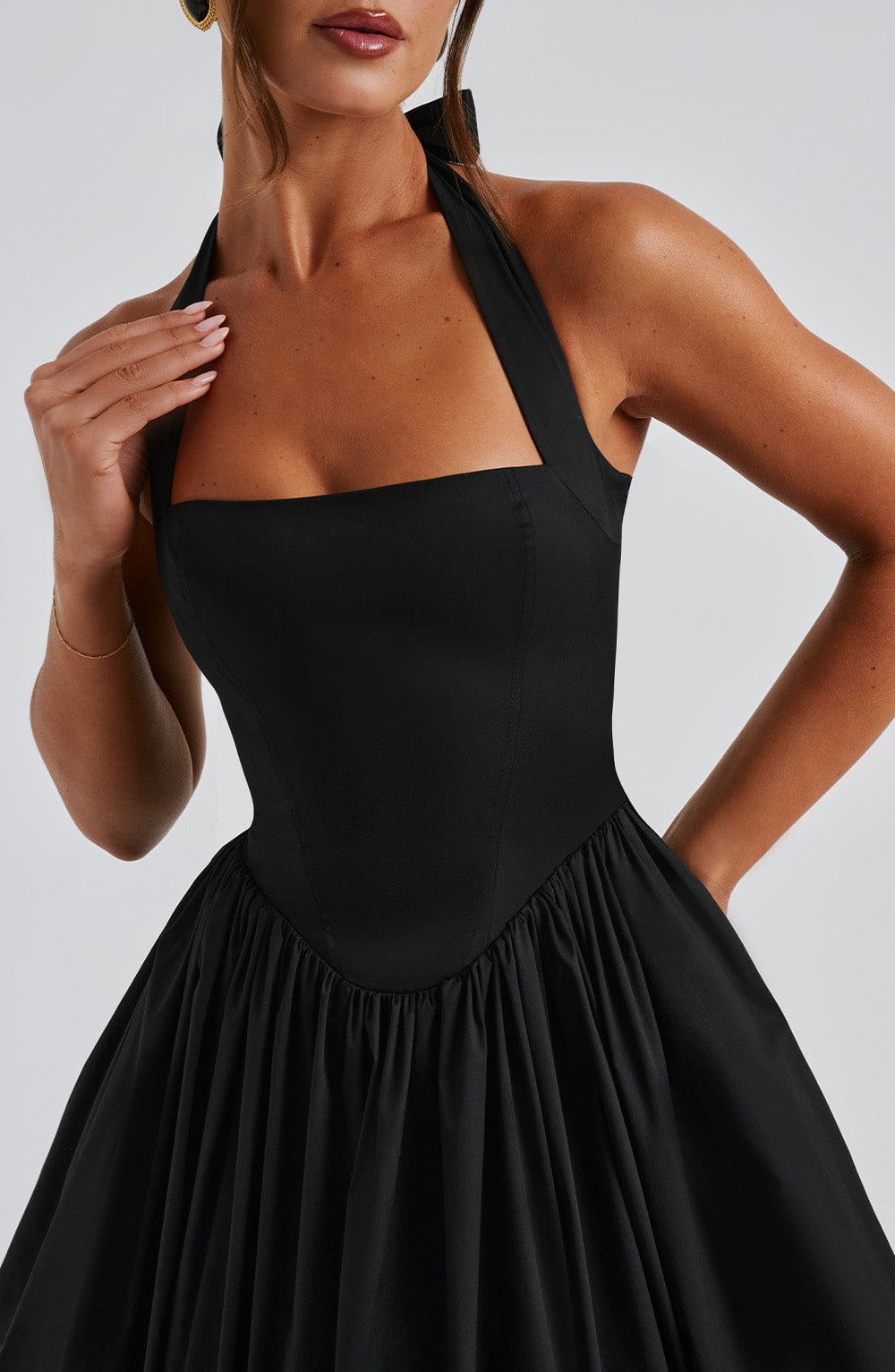 Women's Vintage-Inspired Halter A-Line Cocktail Midi Dress