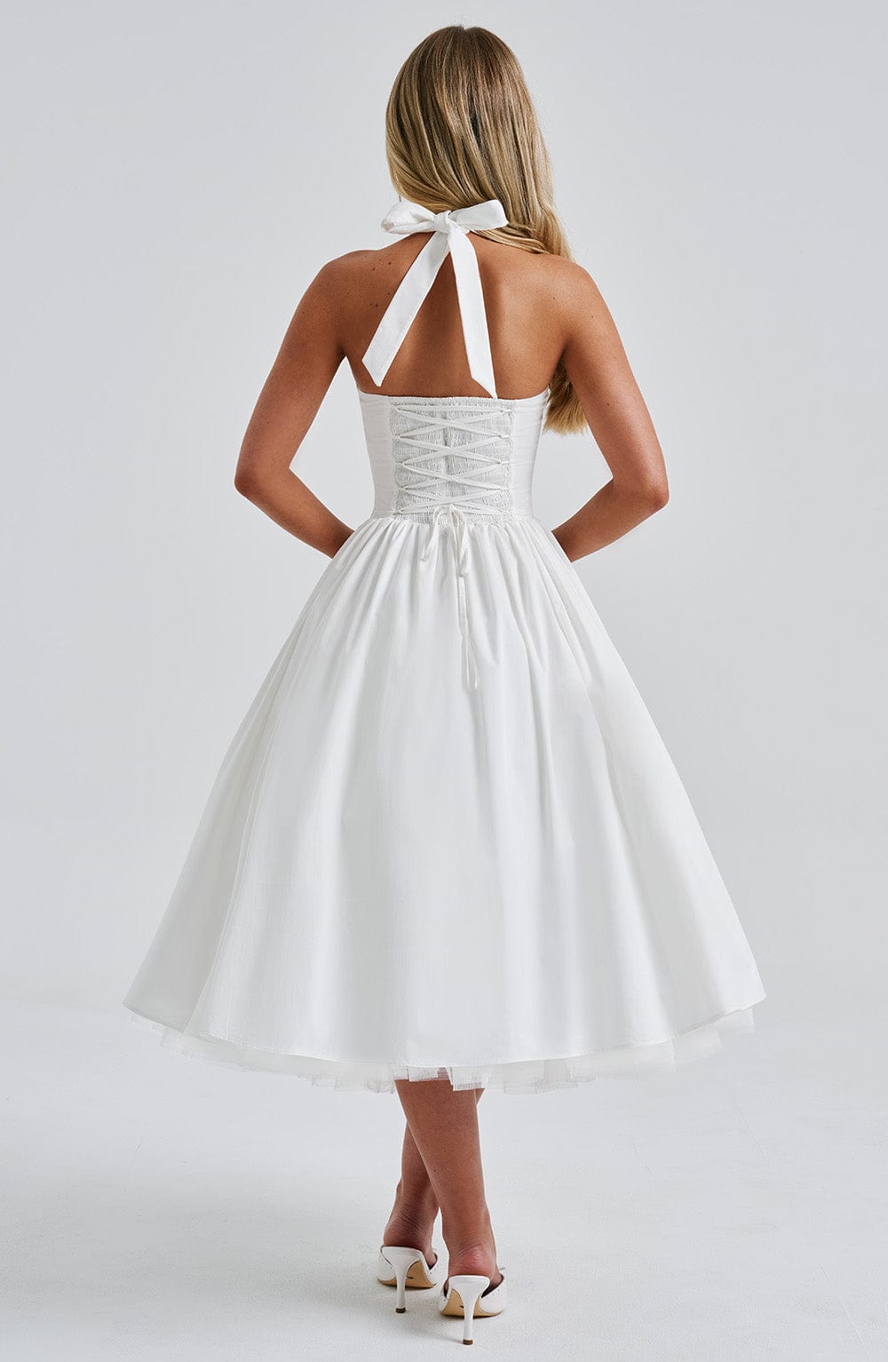 Women's Vintage-Inspired Halter A-Line Cocktail Midi Dress