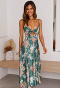 Women's Tie-Front Bow Floral Summer Maxi Dress