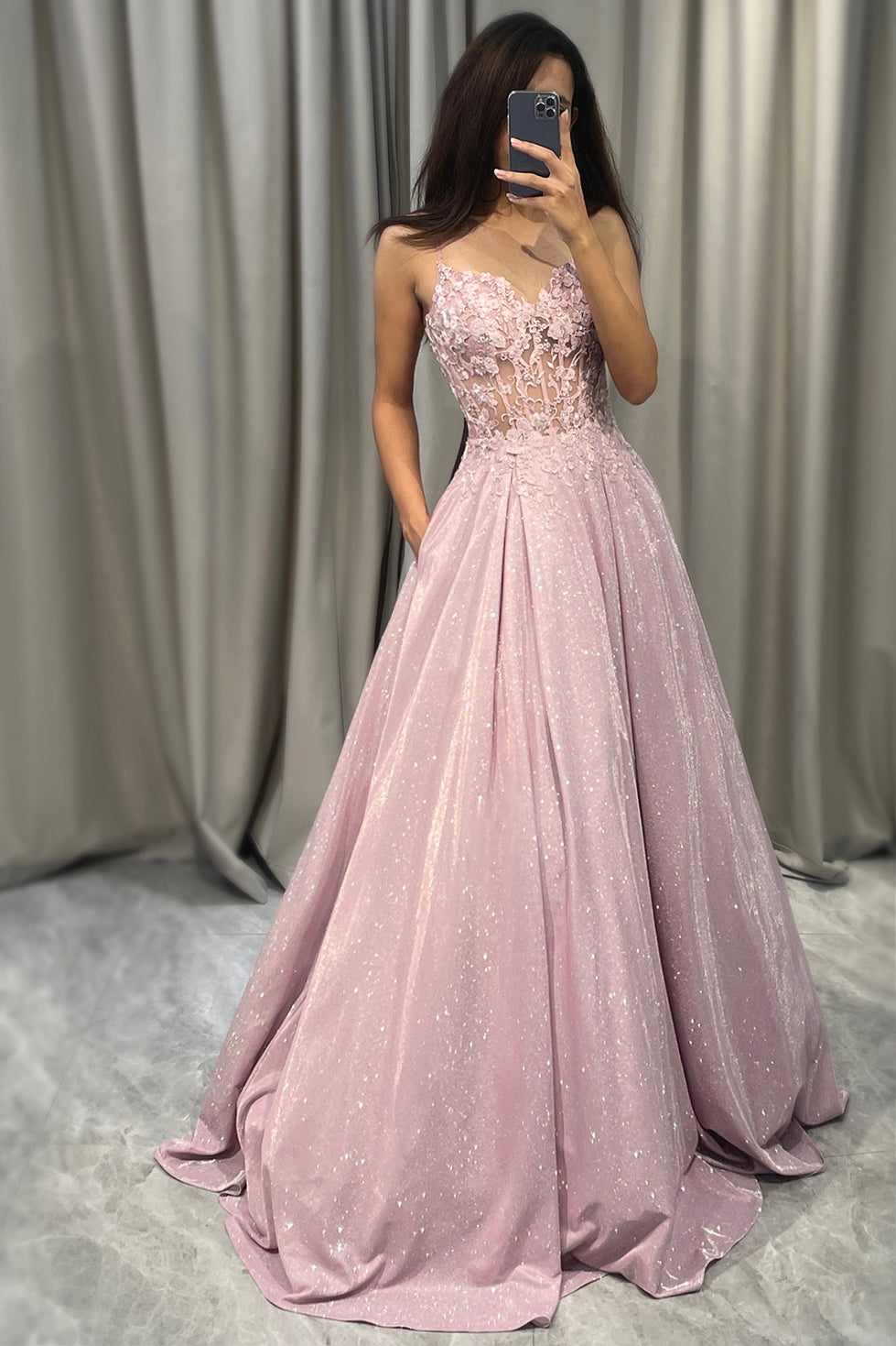 Women's A-Line Formal Ball Gown with Embellished Bodice