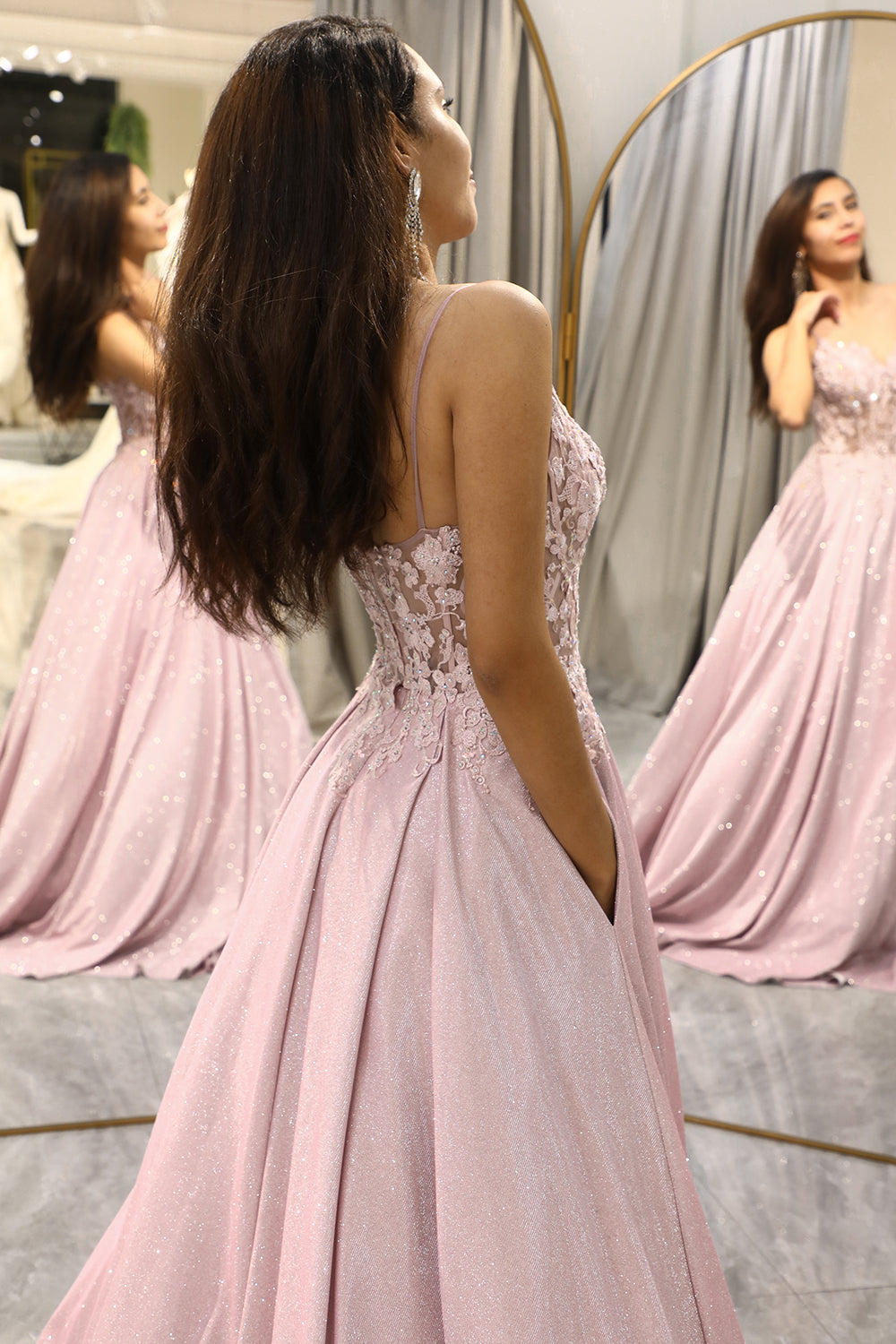 Women's A-Line Formal Ball Gown with Embellished Bodice