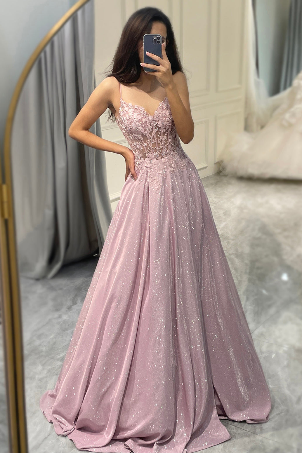 Women's A-Line Formal Ball Gown with Embellished Bodice