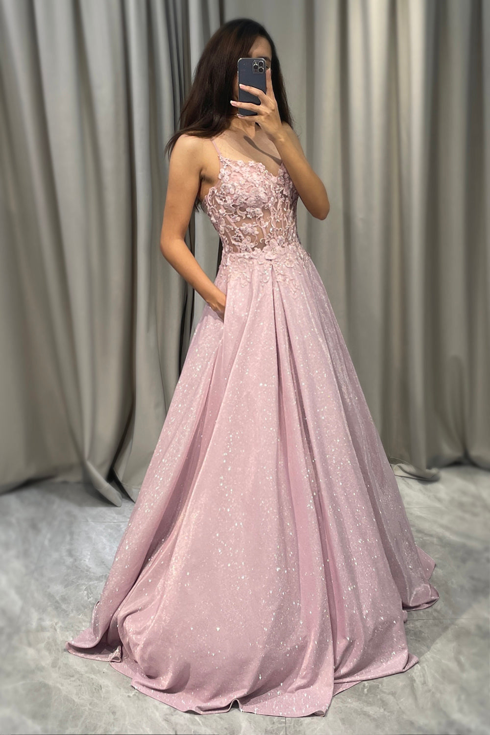 Women's A-Line Formal Ball Gown with Embellished Bodice