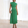 Women's High Neckline Side Cutout Summer Midi Dress