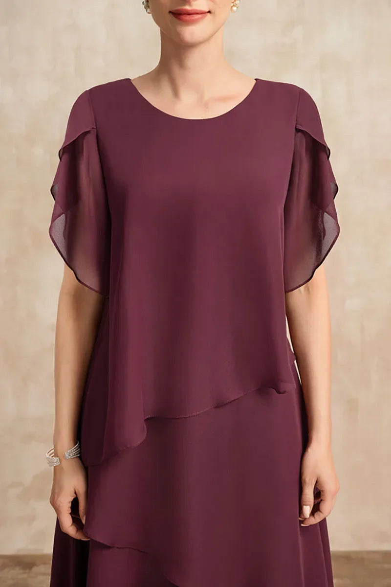 Women's Asymmetric Tiered Wedding Style Midi Dress