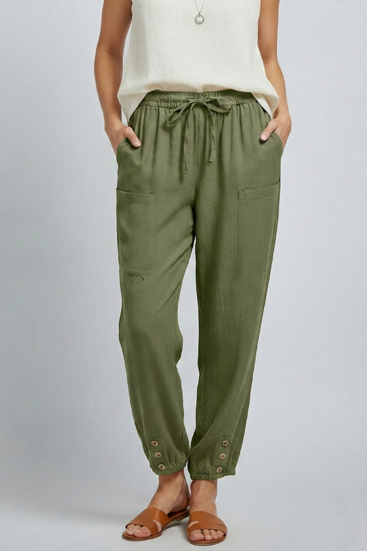 Women's Relaxed Adjustable Drawstring Straight-Leg Summer Pants
