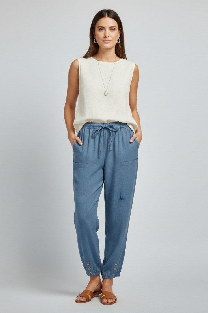 Women's Relaxed Adjustable Drawstring Straight-Leg Summer Pants