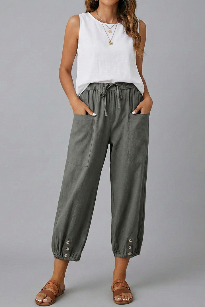 Women's Relaxed Adjustable Drawstring Straight-Leg Summer Pants