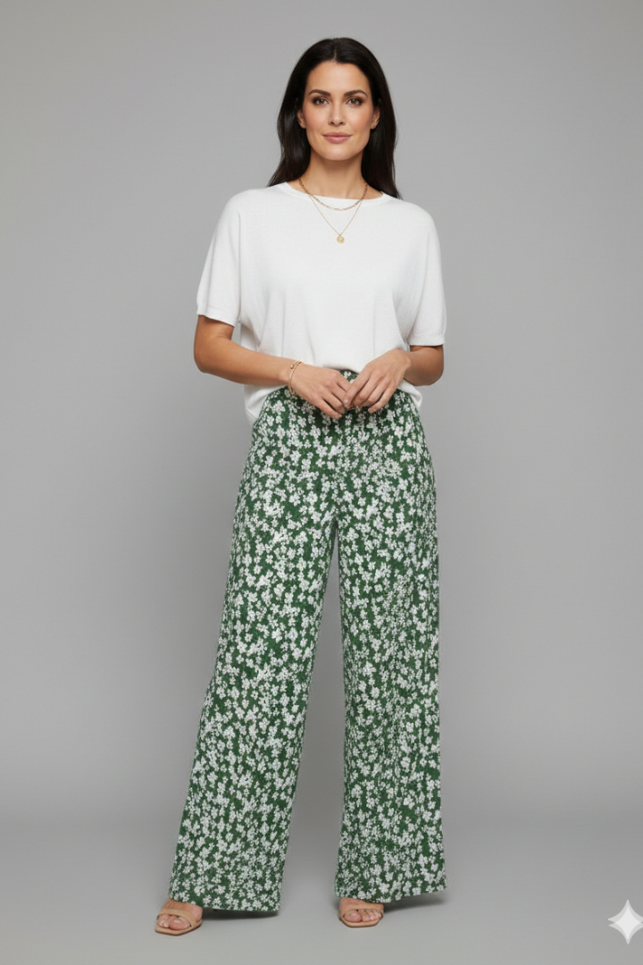 Women's Flowing All-Over Floral Wide-Leg Palazzo Pants