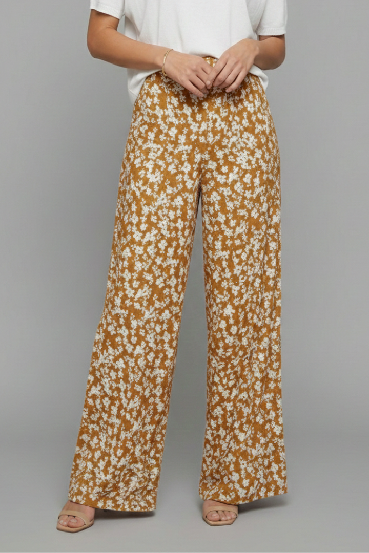 Women's Flowing All-Over Floral Wide-Leg Palazzo Pants